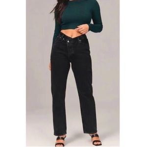 Abercrombie & Fitch The Dad Curve Love Highrise Black Denim Jeans size 4s